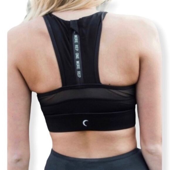 Zyia Active All Star Zip Back Sports Bra Black- Size Medium - Picture 1 of 5
